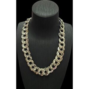 Vintage Monet Necklace Chunky Link Silver Tone